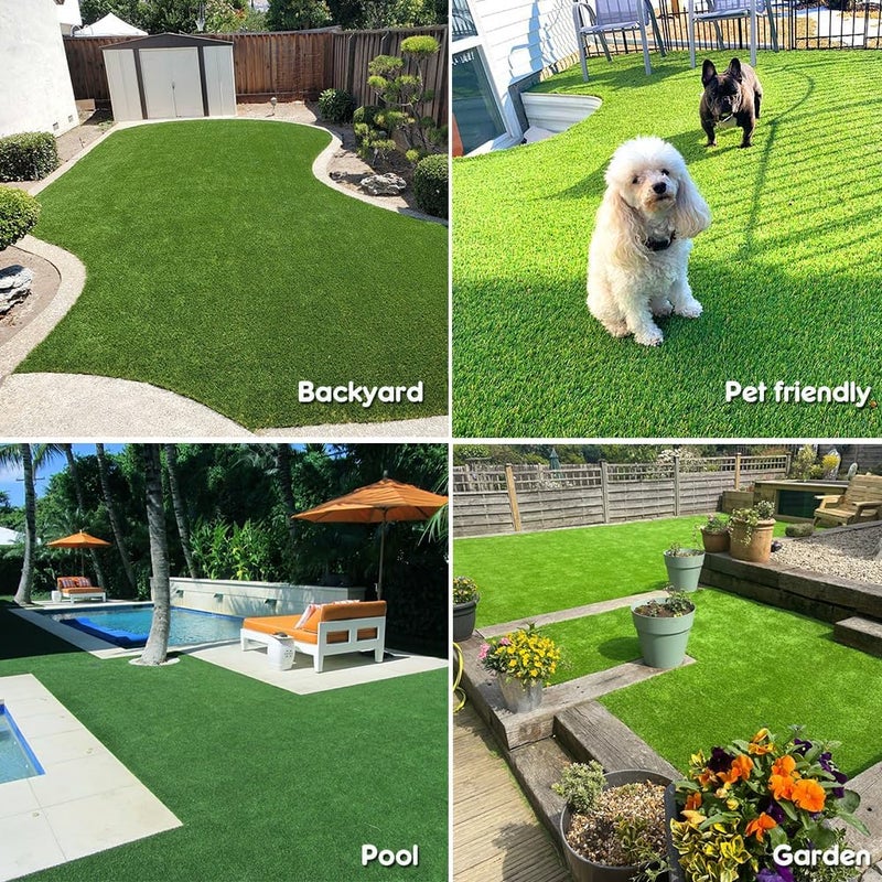 Boshuele 3FT x 10FT Artificial Turf 1.38inch Simulated Synthetic Fake Grass with Drainage Holes, Reusable Grass Urinal for Dogs, Backyard Lawn Rug Doormat Decorations, Custom - Image 5
